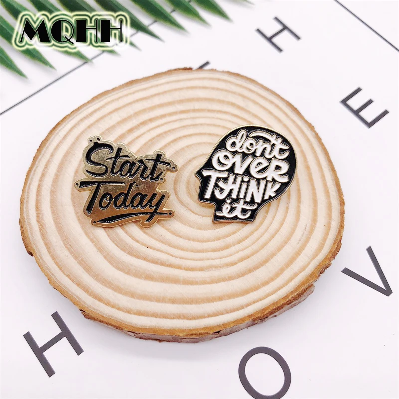 

Creative Letter Stant Today Funny Thinking Face Enamel Brooch Alloy Badge T-shirt Bag Pin Accessories Women Jewelry Gift For Kid