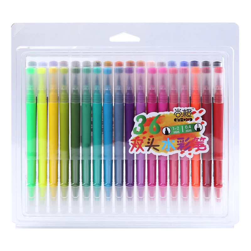 36 Colors Кисть с двойным наконечником художественный маркер Fineliner акварельные ручки для раскрашивания Рисование Живопись манга каллиграфия художественные канцелярские принадлежности - Цвет: 36 Colors