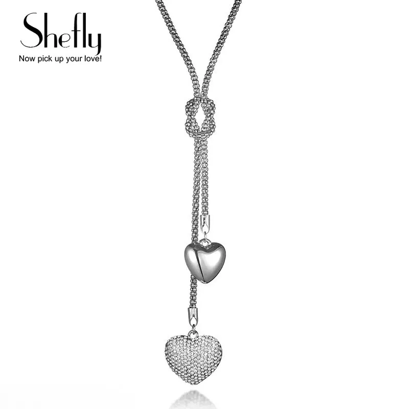 Женское ожерелье с подвеской в виде сердца Посеребренная цепочка кулоном