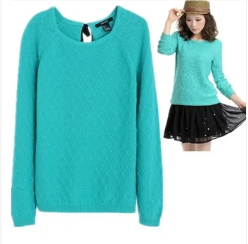 

Women's cotton slim o-neck long-sleeve coat female knitwear pullover