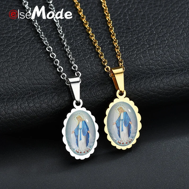 Ожерелье ELSEMODE для женщин овальное христианское католическое ожерелье из