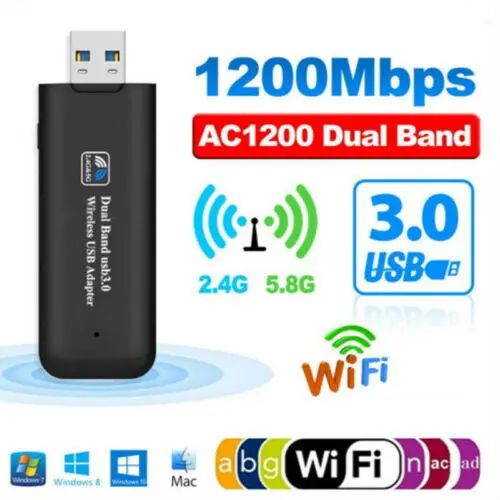 1200 Мбит/с мини USB беспроводной WiFi Lan Сетевой приемник адаптер карты для