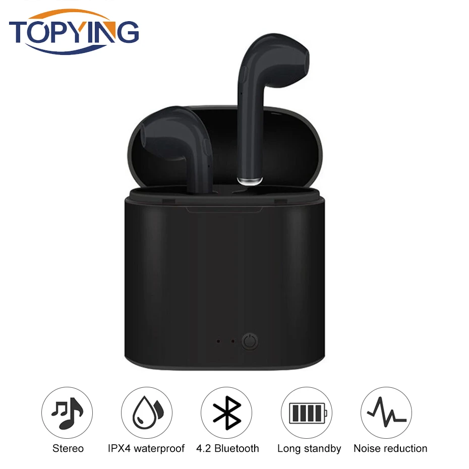 TOPYING Bluetooth Беспроводная Спортивная гарнитура I7 I7S Tws наушники стерео бас с