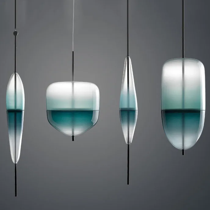 Post Modern Venice Glass Drop LED Pendant Light Blue Art Decor Lamp Simple White Hanging | Освещение