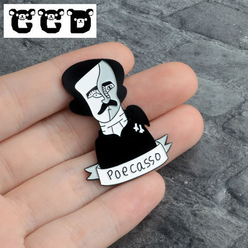 Американские поэты писатели Эдгар Аллан Poe Poecasso Эмаль Булавка мультфильм