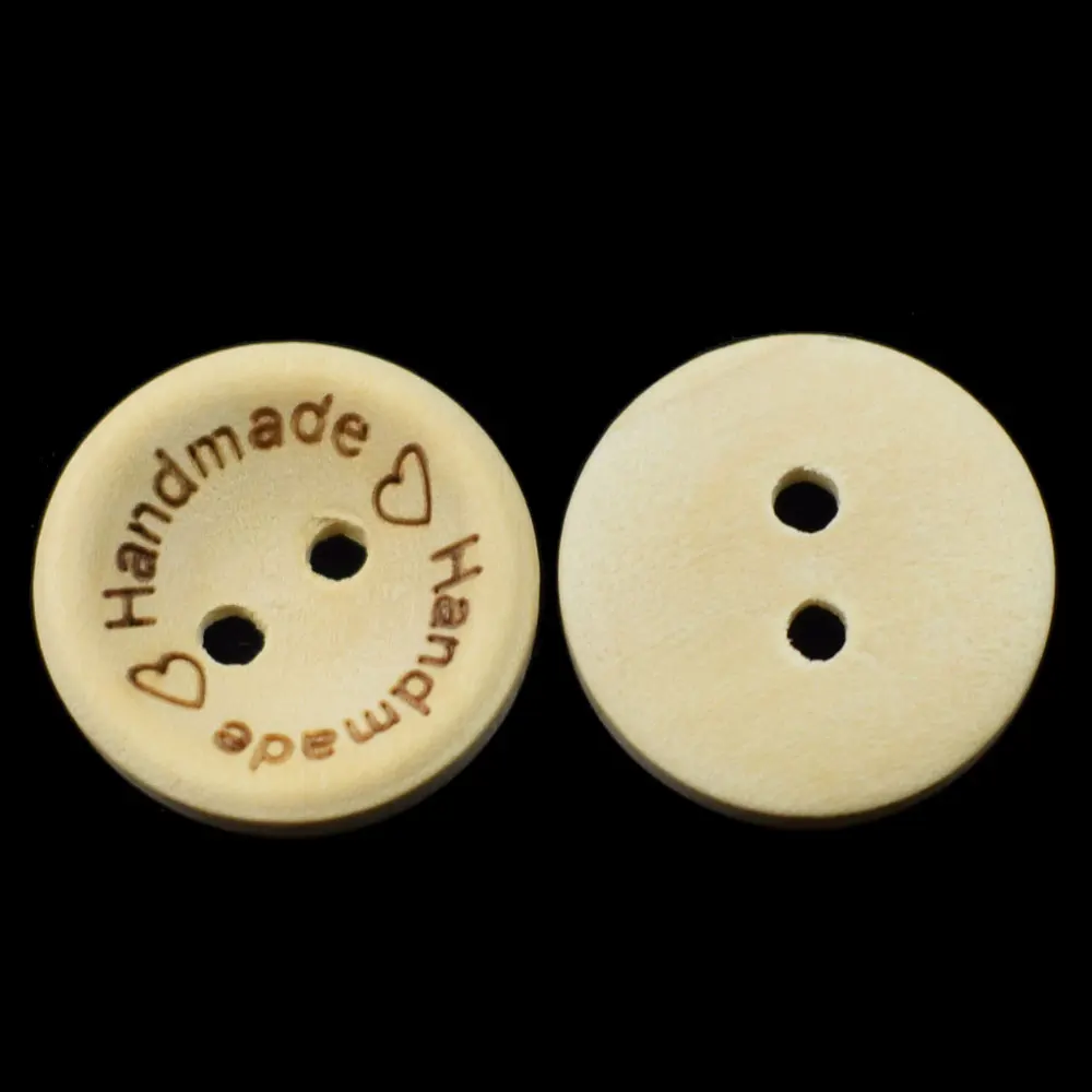 

50PCS 2-Holes Wooden Buttons Natural Color Handmade Letter Love Button for Needlework Scrapbooking New Year Sewing Accessories