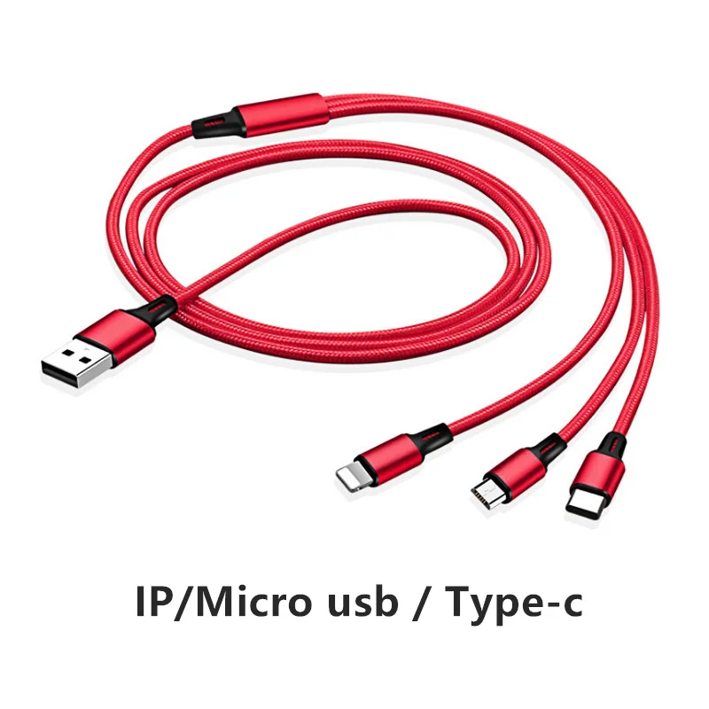 CatXaa 3 в 1 1,2 м нейлоновый USB кабель для мобильного телефона Micro usb type C флэш-кабель для зарядного устройства