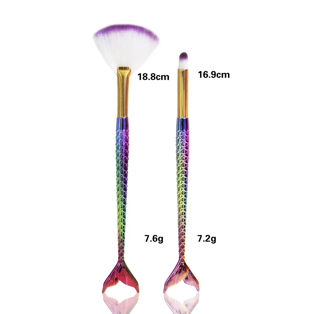 women fashion beauty 2PCS mermaid fishtail Make Up brush Foundation Eyebrow Eyeliner Blush lip Cosmetic Concealer Brushes tool | Красота и