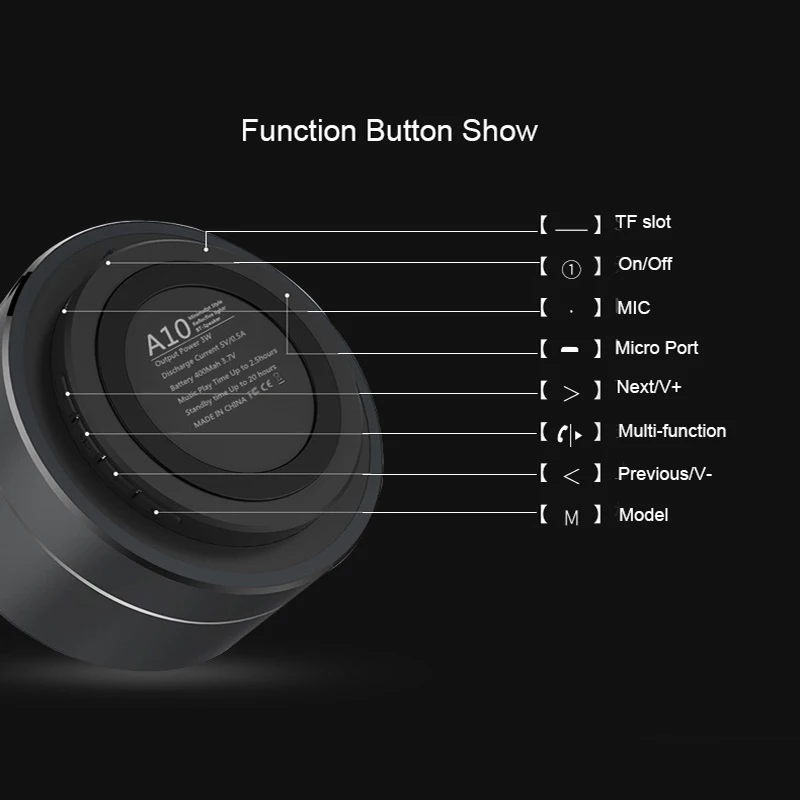 A10 Bluetooth динамик бас мини портативный динамик сабвуфер звук с микрофоном Поддержка TF карта FM радио AUX для iPhone для Xiaomi