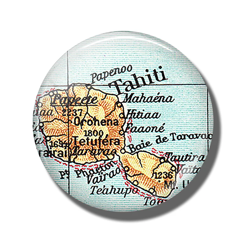 Tahiti карта 30 мм магнит на холодильник Papeete французская Полинезия стеклянный купол