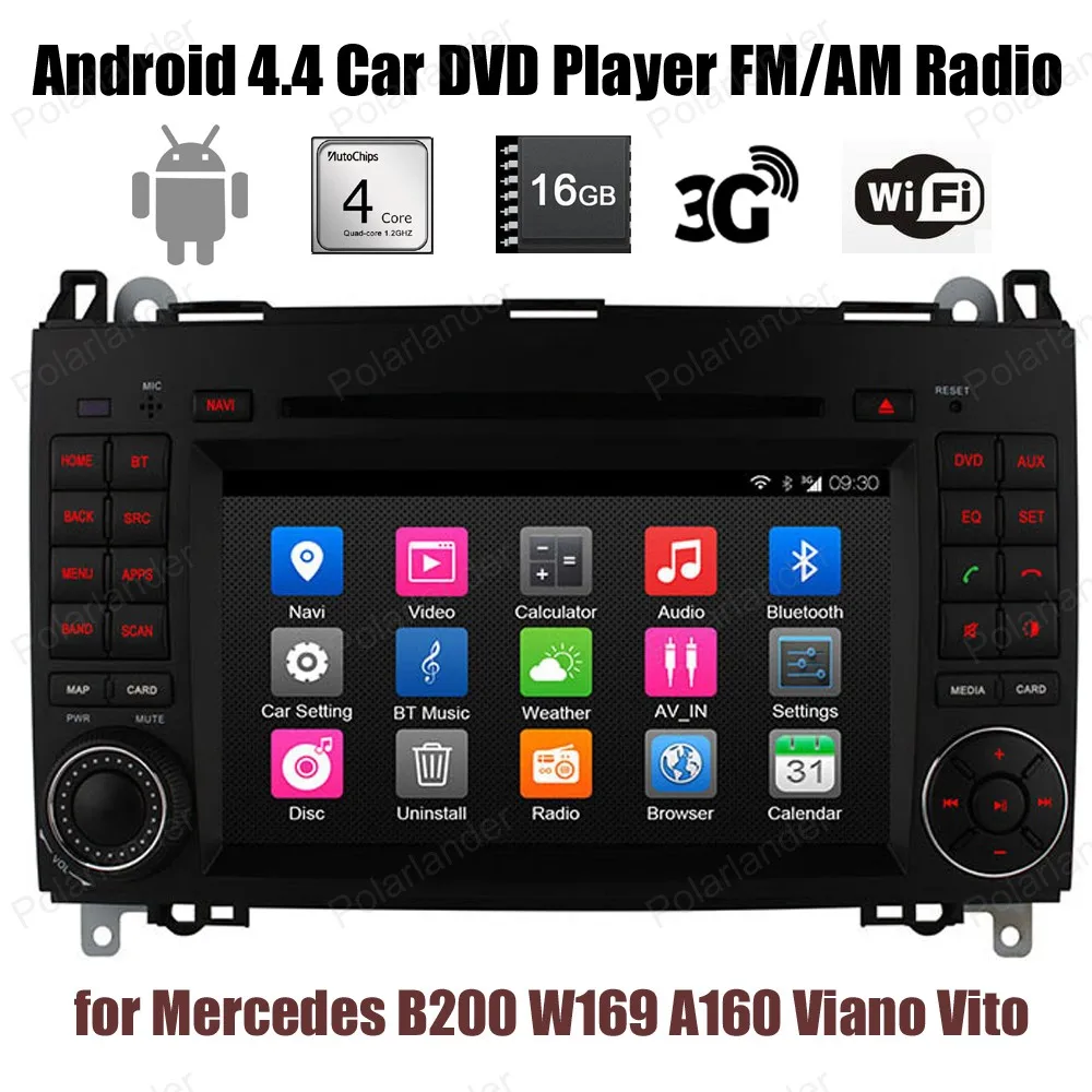Android4.4 автомобильный DVD Поддержка BT 3G WiFi GPS DTV DAB + TPMS для Benz B200 W169 A160 Viano Vito