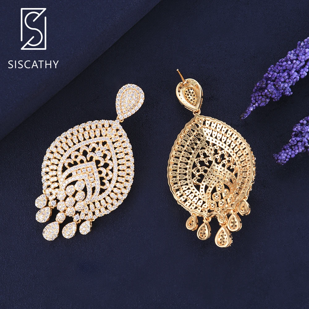 Siscathy 33*64 мм Роскошные полые серьги-капли модные ювелирные изделия кубическая