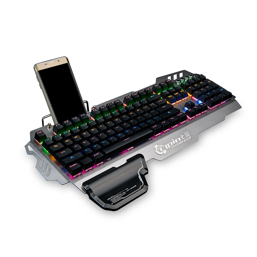7pin PK900 104 ключей проводной Механическая игровая клавиатура синий переключатель LED