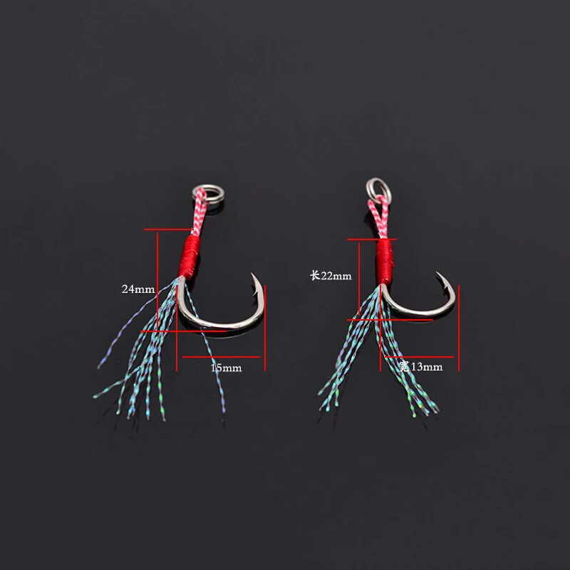 

10pcs/pack Mustad 10# 15# jigging hook assist hook boat jig fishing feather roped overweight hook fishing accessory tackle