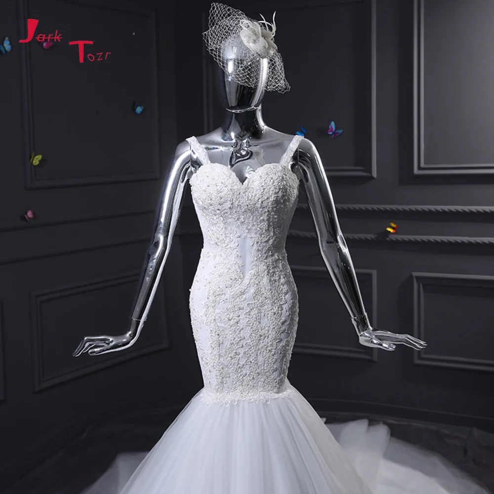 Jark Tozr Robe De Mariee милые на бретелях белые свадебные платья фатиновое годе свадебное
