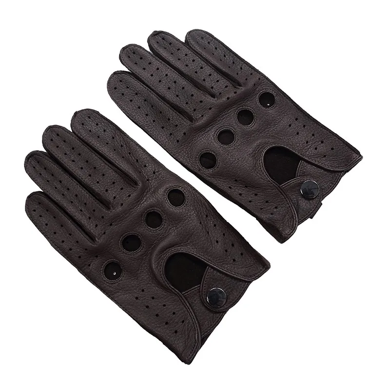 Brand High Quality Men's 2021 New Deerskin Gloves Four Seasons Fashion Vintage Driving Genuine Leather Moto Riding Men | Аксессуары