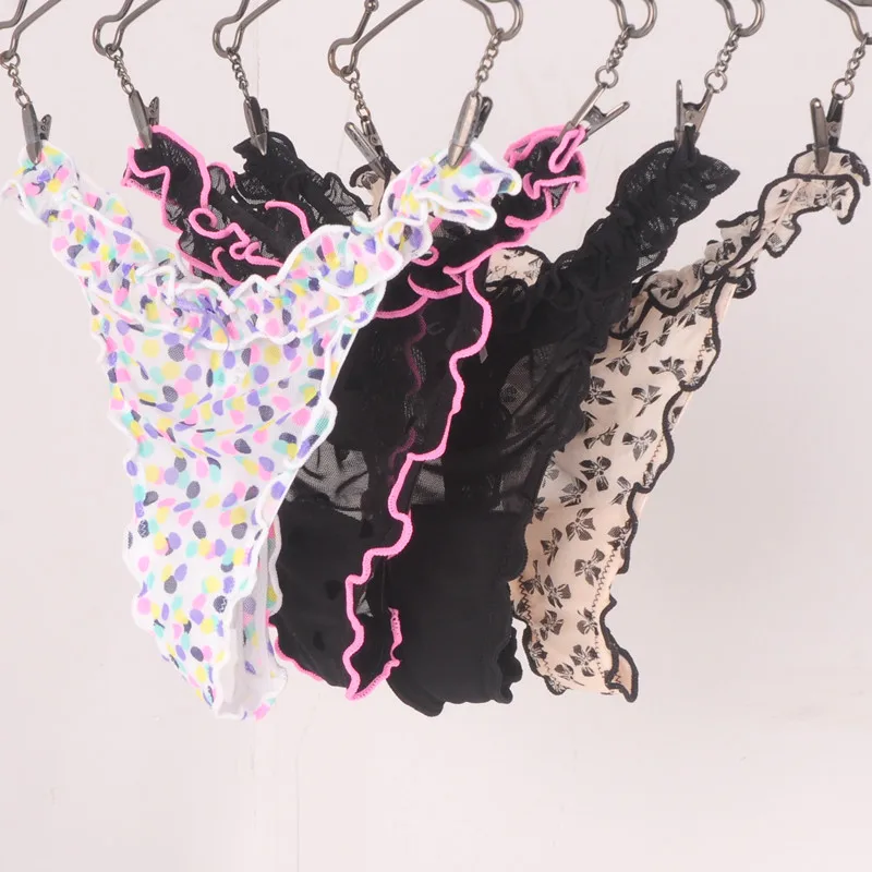 5 шт. женские прозрачные трусики стринги с мультяшным принтом|panties mix|transparent pantieswomen