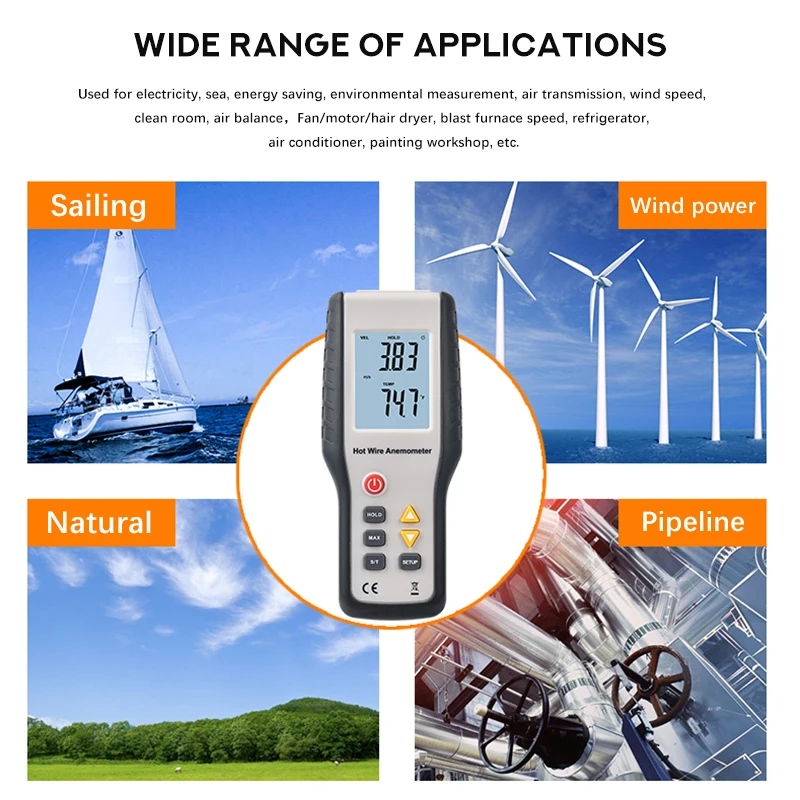 Портативный измеритель скорости ветра высокая чувствительность термометр