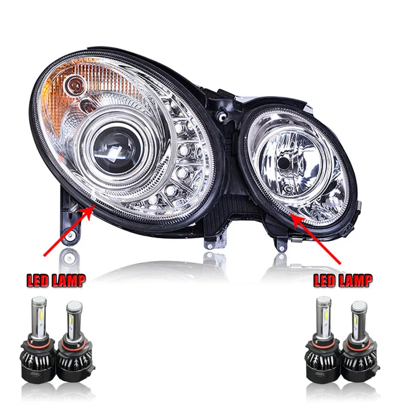 ALL LED 2 шт. светодиодный фары для Benz W211 2003-2009 светодиодный автомобильный фонарь ангельские глазки ксенон HID комплект Противотуманные фары светодиодный дневные ходовые огни - Цвет: ALL LED
