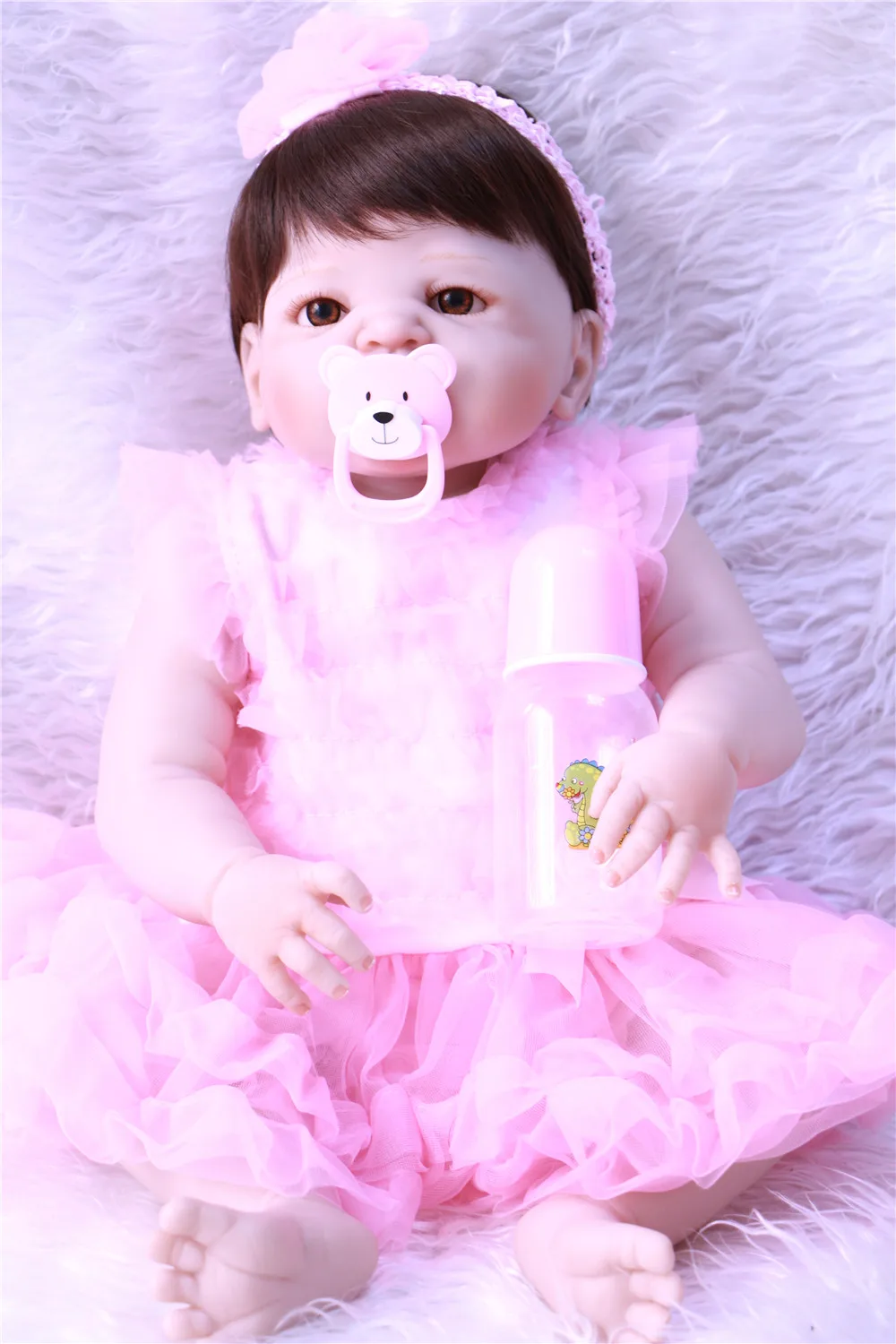 

23" Full Silicone Body Reborn babies handmade doll Children Growth Partner bathe toy Bonecas Alive Bebe realistic birthday gifts