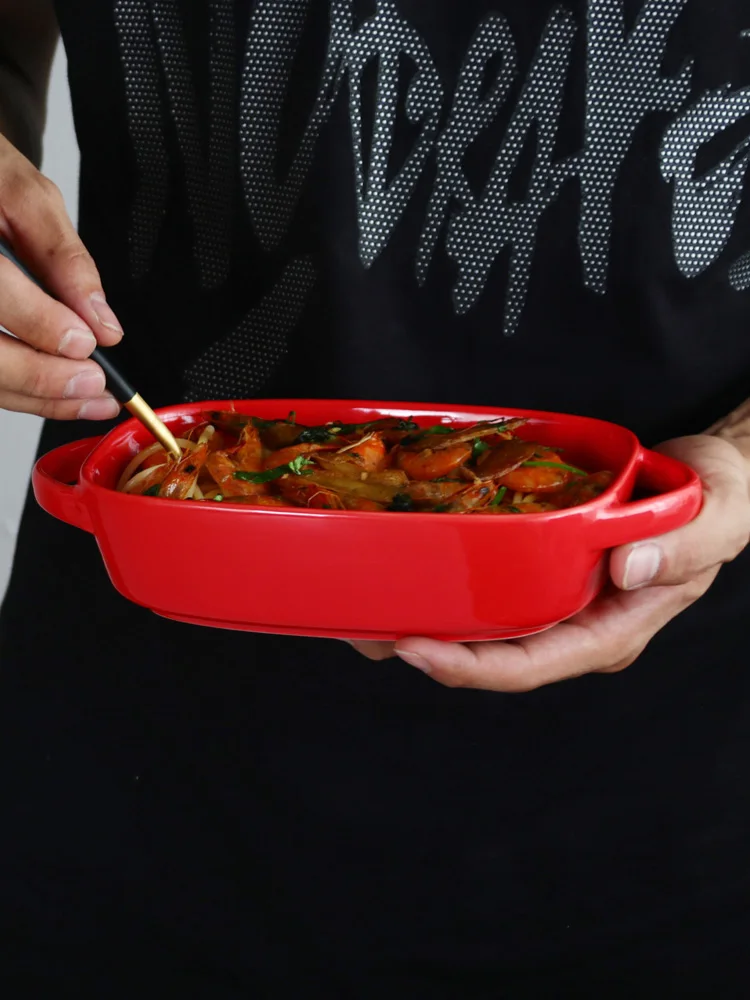 Бинауральная посуда для выпечки керамическая тарелка сыра risotto прямоугольная