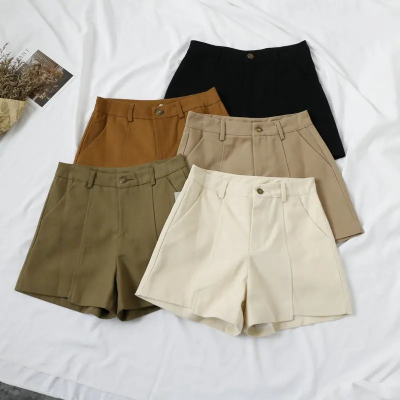 High Waist Shorts Woman Casual Vintage Harajuku Sexy Solid Feminino Women Korean Spring Clothing Black | Женская одежда