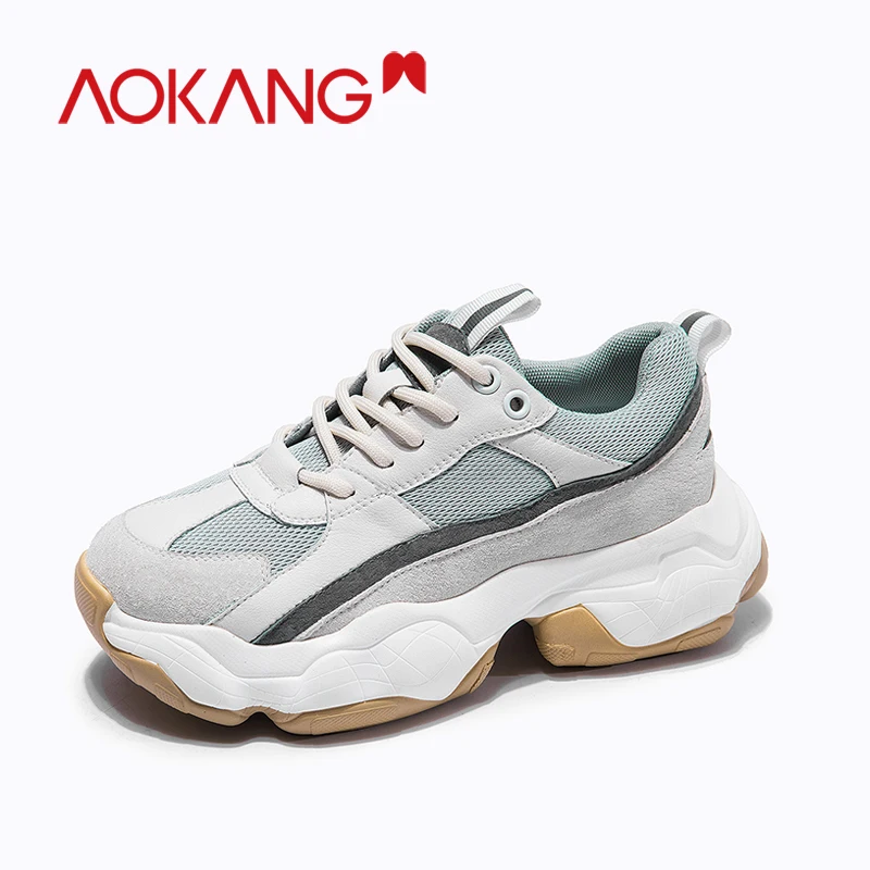 Женские кроссовки на платформе AOKANG черные из вулканизированной резины