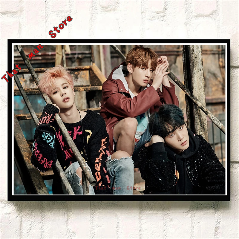 Kpop bangtan мальчики ясное изображение наклейки на стену украшение дома высокое качество принты RM Jimin Jin бумага с покрытием для домашнего искусства бренд