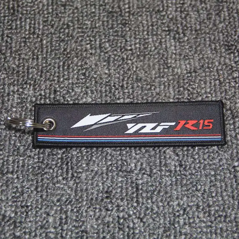 YZF R15 Брелок в виде мотоцикла тканые бирка кольца для ключей этикетка цепи для Yamaha YZF R1 R3 R6 R15 R1M R125 R25 - Цвет: YZF R15