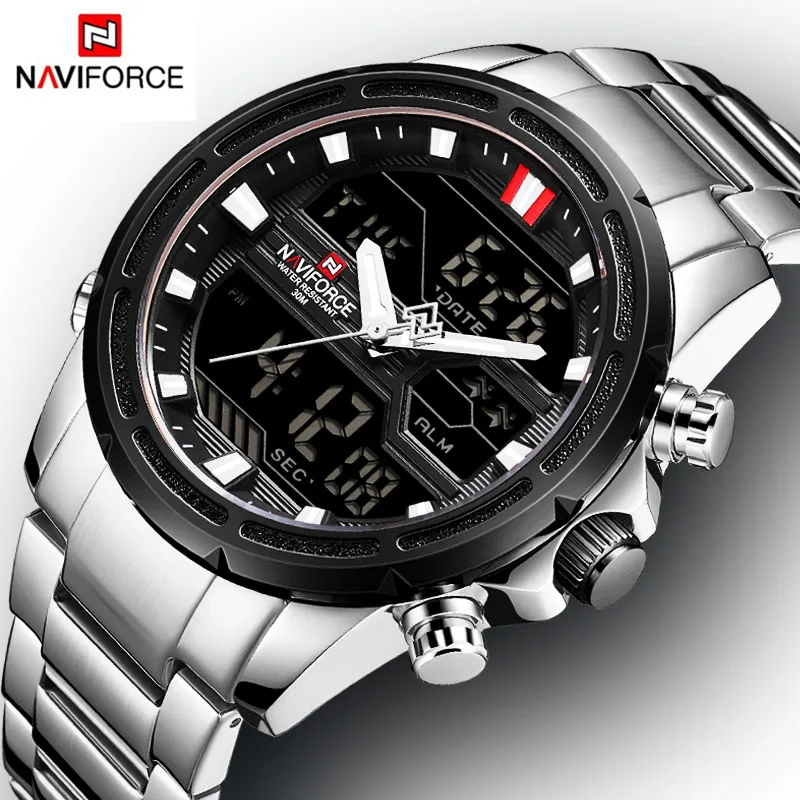 NAVIFORCE мужские часы цифровые военные модные спортивные аналогово Цифровые