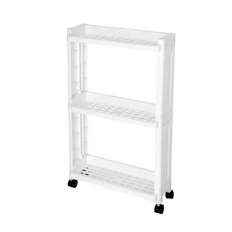 White 3 layers Seam receptacles floor shelves shelves slots kitchen small narrow bathroom movable pulleys LM01161609 - Цвет: White 3 layers