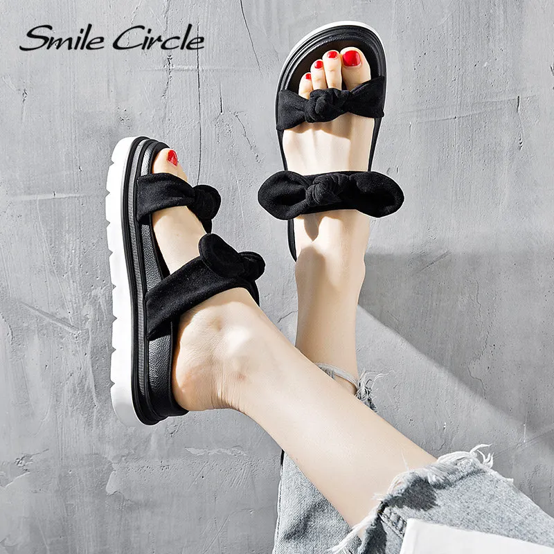 Smile Circle/2019 г. Новые летние стильные сандалии женская обувь на плоской платформе