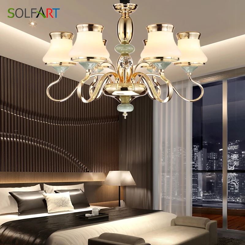 Лампа solfart люстра светильник ing для спальни Гостиная кулон Стекло тени шампанское