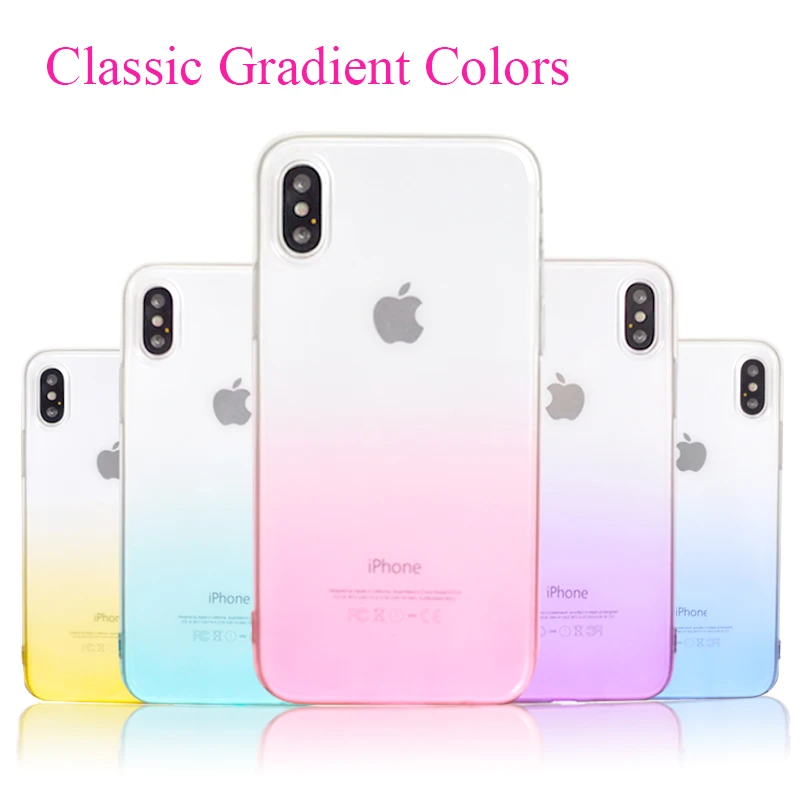 AKBKTII градиент цвета прозрачный чехол для телефона iPhone 6 6s 7 8 Plus Xr Xs Max мягкий