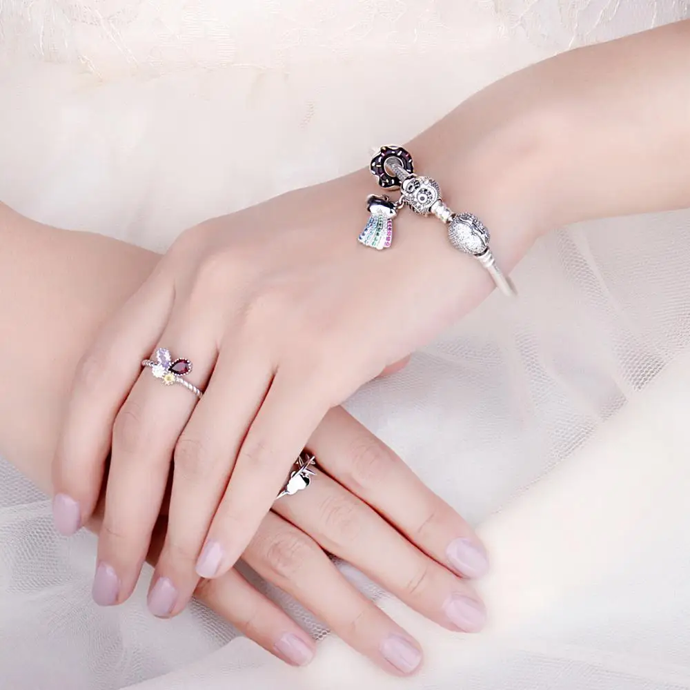 JewelryPalace 925 пробы серебро многоцветный эмаль пончик шоколадный Шарм Бусины Fit
