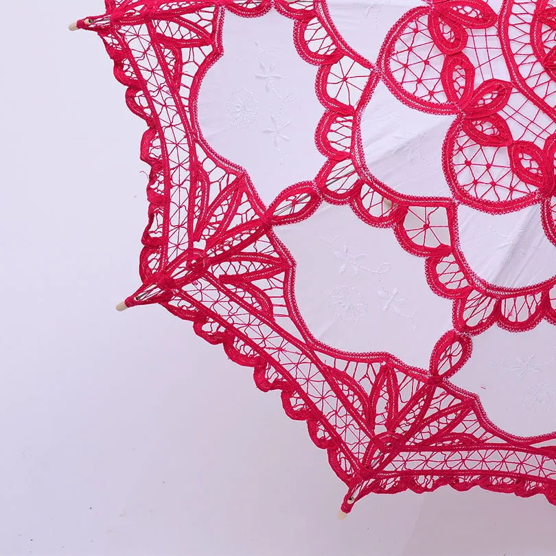 QUNYINGXIU украшение для свадьбы ремесло кружева розовый красный зонтик хлопок
