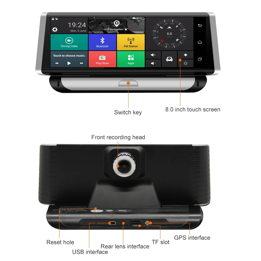 Bluavido 8 &quotIPS FHD 1080P Автомобильный видеорегистратор Камера 4G Android GPS навигация ADAS