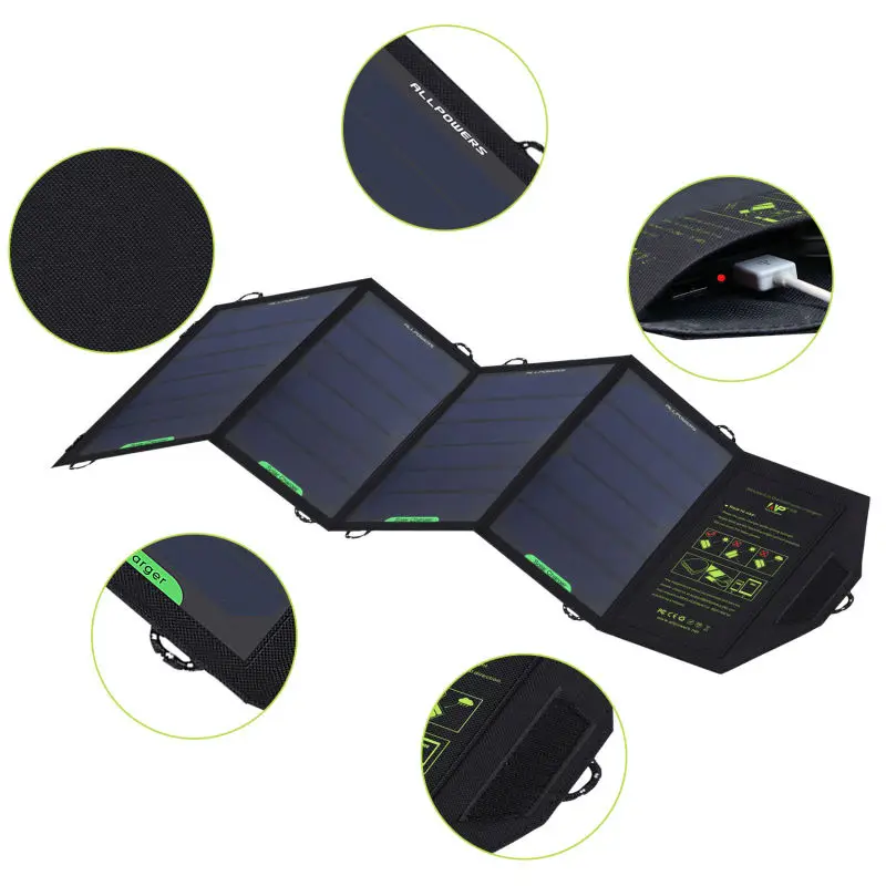 ALLPOWERS 5 V 18 Вт Sunpower Солнечное Зарядное Устройство Dual USB Порт Складной Портативный