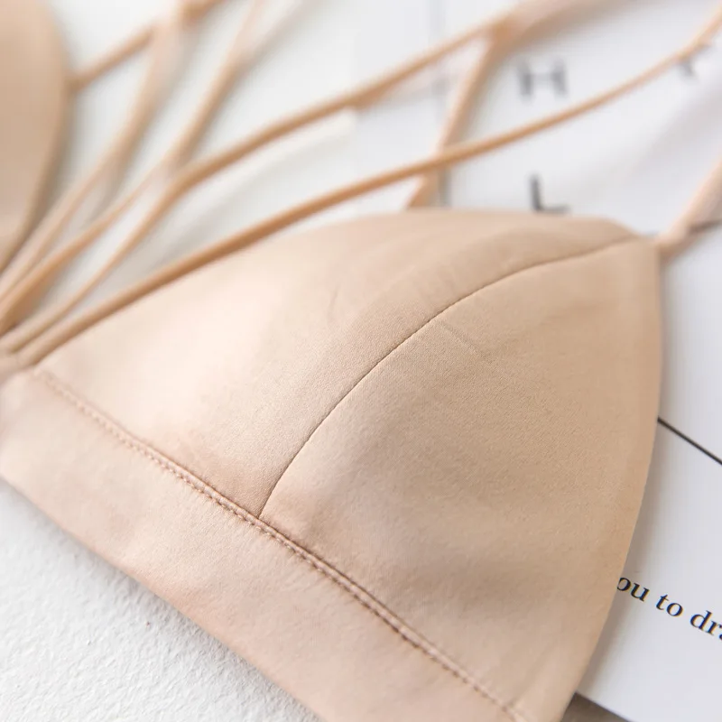 Бесшовные атласные Бюстгальтеры без косточек с треугольной чашечкой для женщин