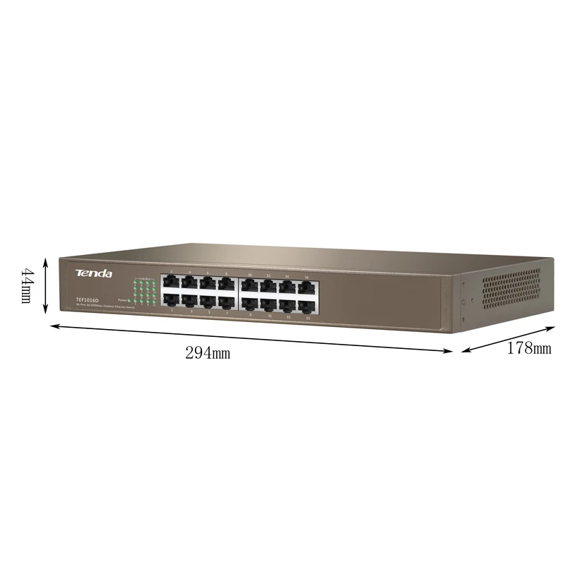 Tenda TEF1016D 16 Порты и разъёмы 10/100 M 3,2 Гбит/с, Auto MDI/MDI-X, половина/полный DuplexFast Enternet сетевой коммутатор