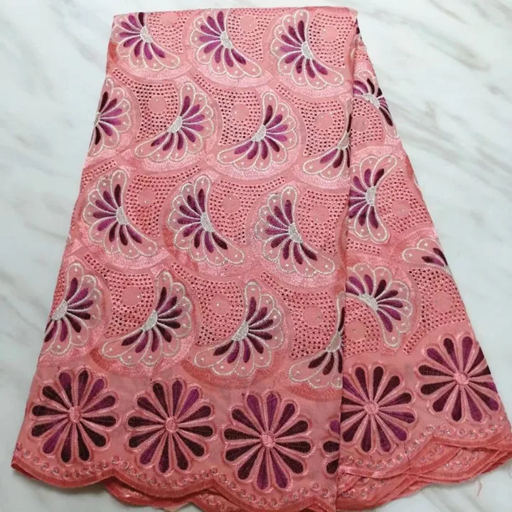 5Yards/pc Most popular purple african high cotton fabric embroidery Swiss voile lace with stone for dress BC71-5 | Дом и сад