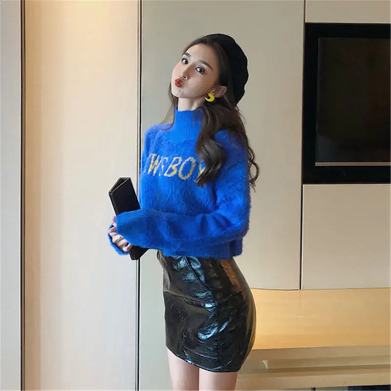 Вязаный свитер с высоким воротом Hzirip осенне-зимний теплый модный винтажный