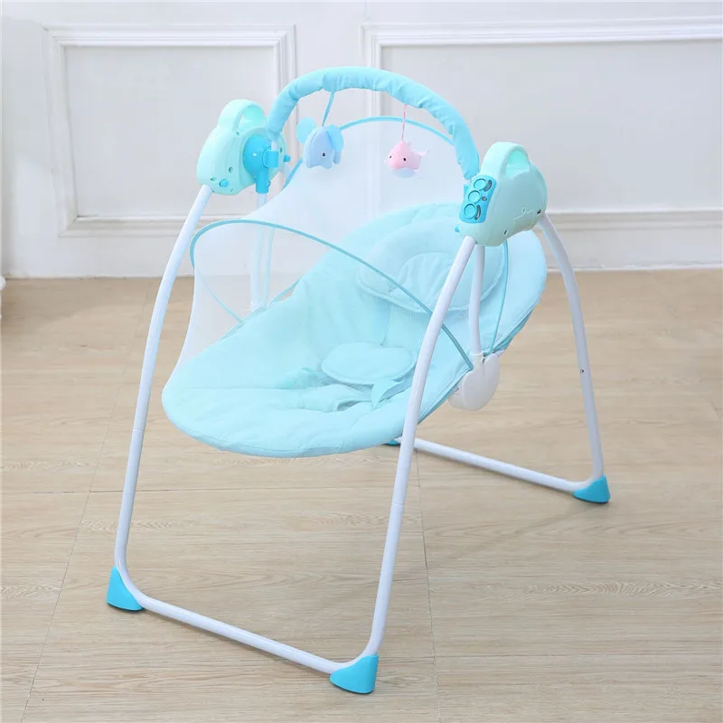 Cunas Para Bebes многофункциональная интеллектуальная электрическая портативная детская кроватка музыка Bluetooth детская кроватка-колыбель кресло-качалка - Цвет: Standard blue A