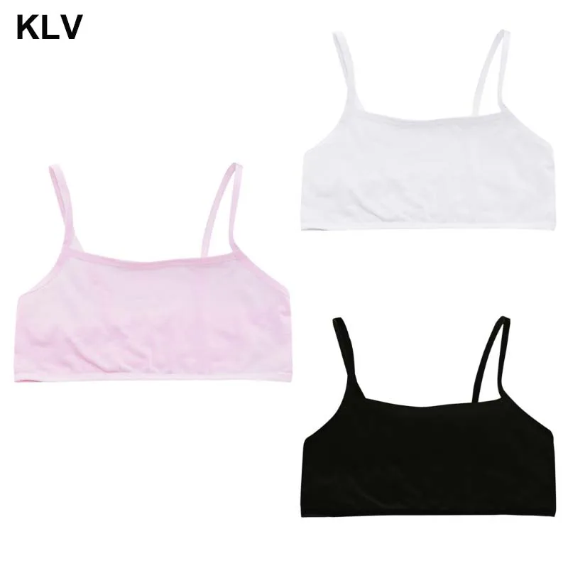 

Puberty Teenage Girl Cotton Underwear Student Brassiere Training Bra Solid Color