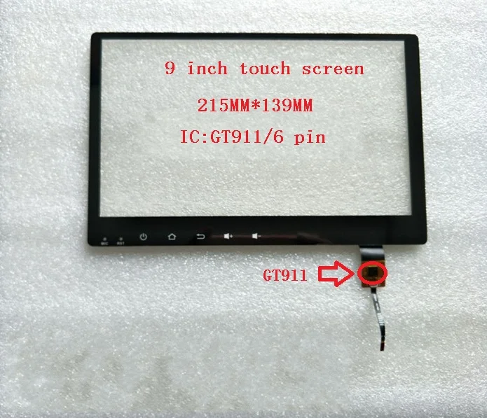 215х139 9 дюймовый сенсорный экран android навигация JTS018 IC:GT911 6 pin|ЖК-экраны и панели для