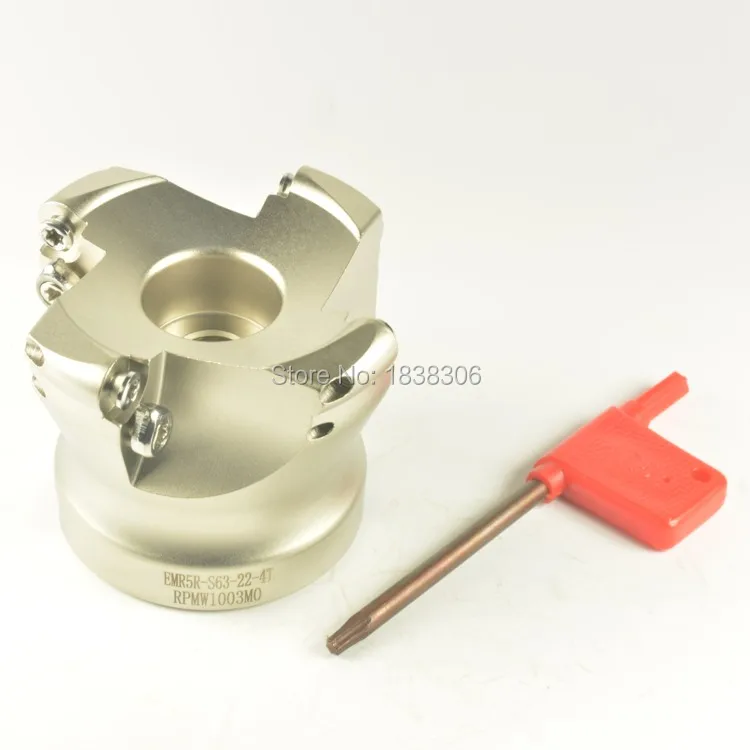 End mill Milling Cutter Face EndMill tool 1pcs EMR5R cutting 63mm 22mm bore 4T Mill Head CNC RPMW1003MO | Инструменты