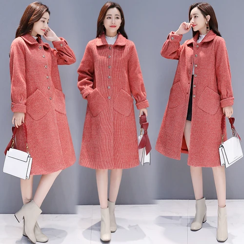 2018 осень зима новые женские ветровка плащ тренчи для женщин шерстяные решетки