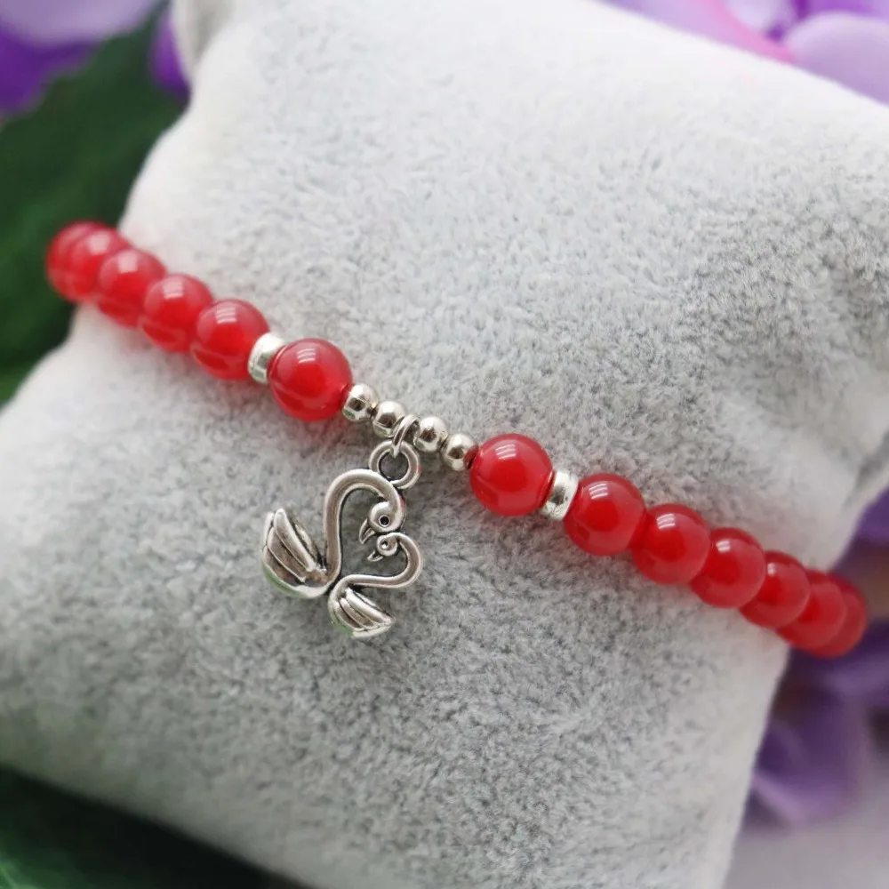 Натуральный камень 6 мм классические популярные красные бусы Халцедон Браслет