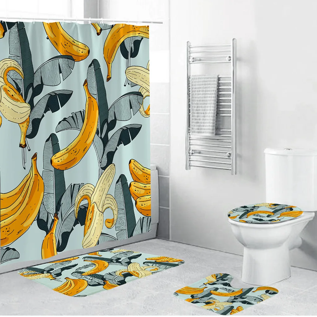 

NEW Bathroom decoration toilet seat decoration 4 pieces non-slip suction cup bathroom mat bathroom door mat home decoration 5.17