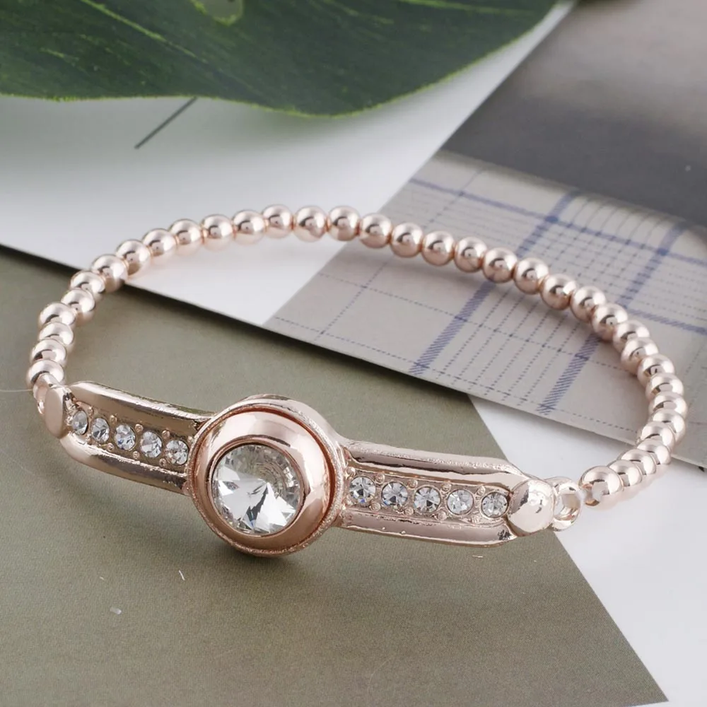 Круглый Micro rhinestore Регулируемый розовое золото Цвет кнопки браслет изделия Fit 12 мм австрийского хрусталя Одежда высшего качества
